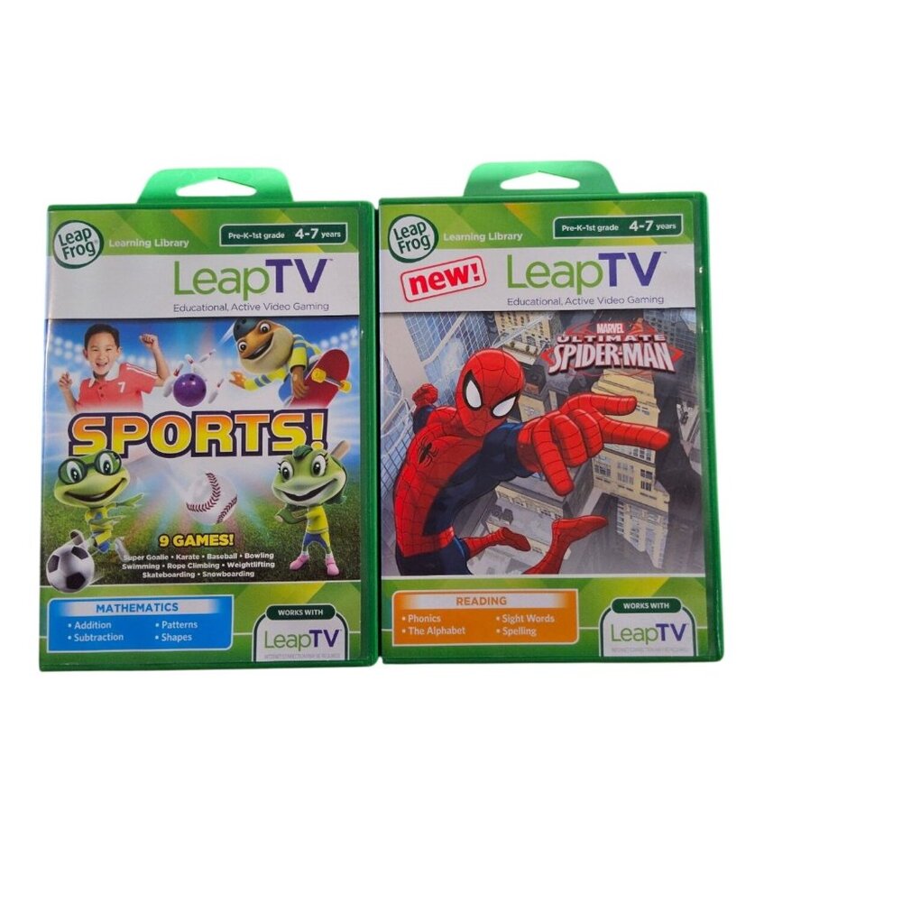LeapFrog LeapTV Games Bundle: Sports & Marvel Spider-Man Ages 4-7 Educational Vi